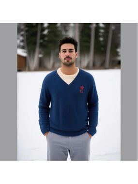 vintage Olympics Navy Blue V-neck Sweater Calgary 1988 size XL